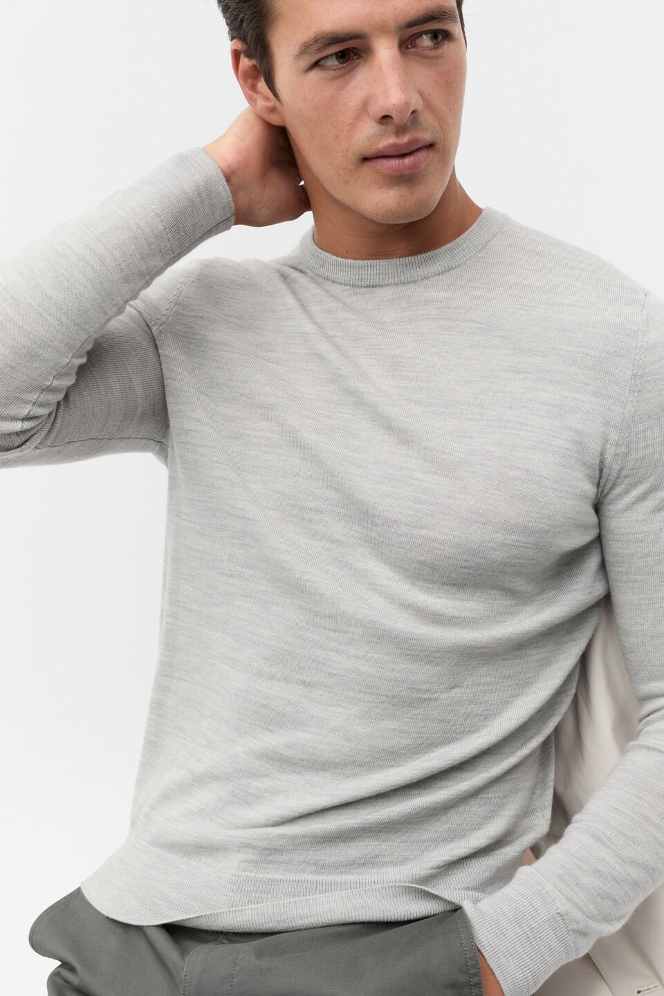 Merino Wool Crewneck  Silver Marle