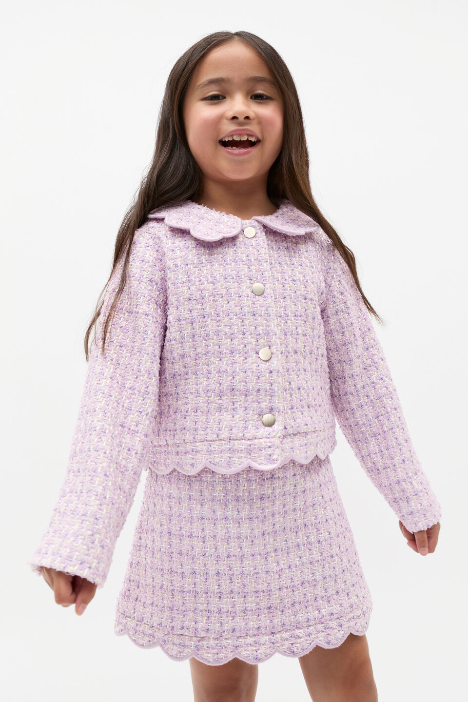 Scallop Tweed Jacket  Soft Lilac