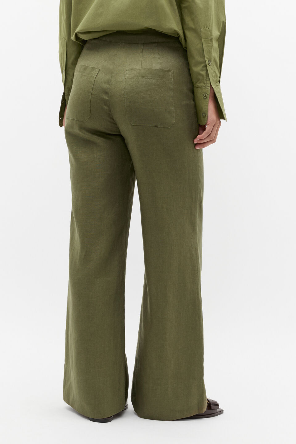Linen Bell Bottom Pant  Rainforest