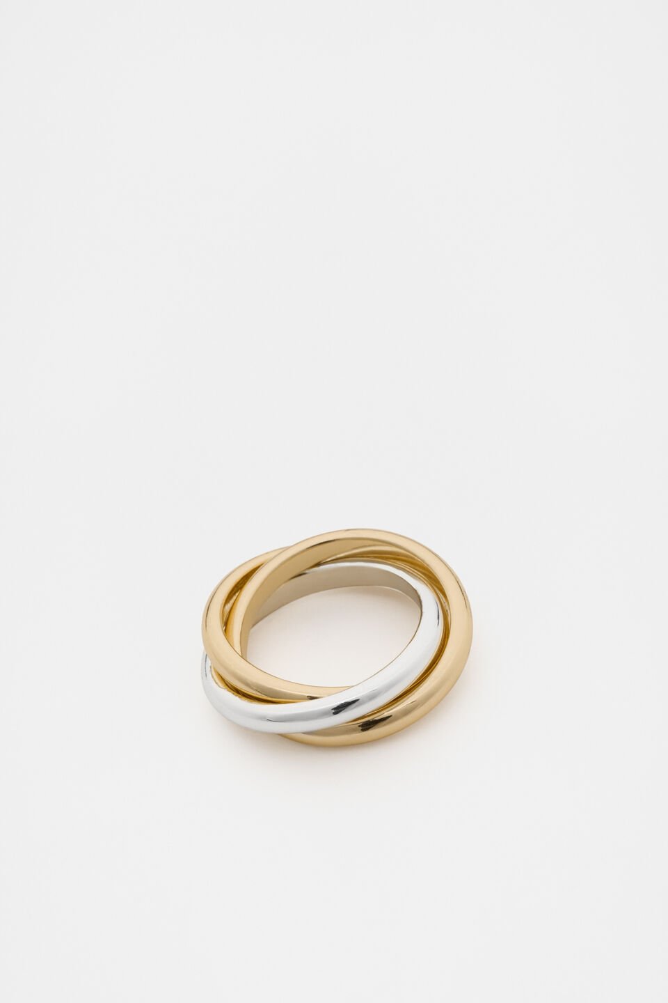 Mixed Looped Links Ring  Silver Gold