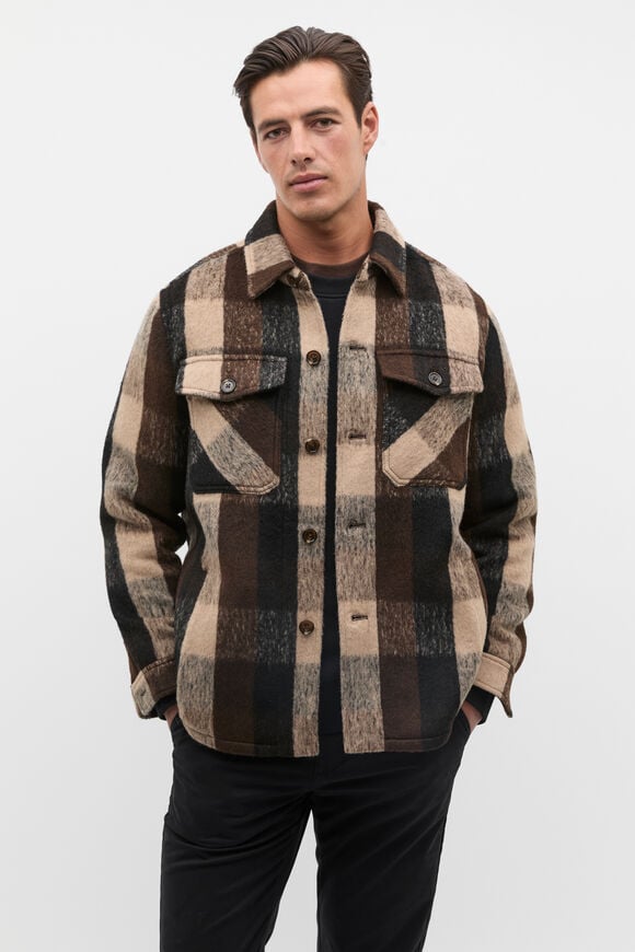 Brushed Check Overshirt  Dark Espresso  hi-res