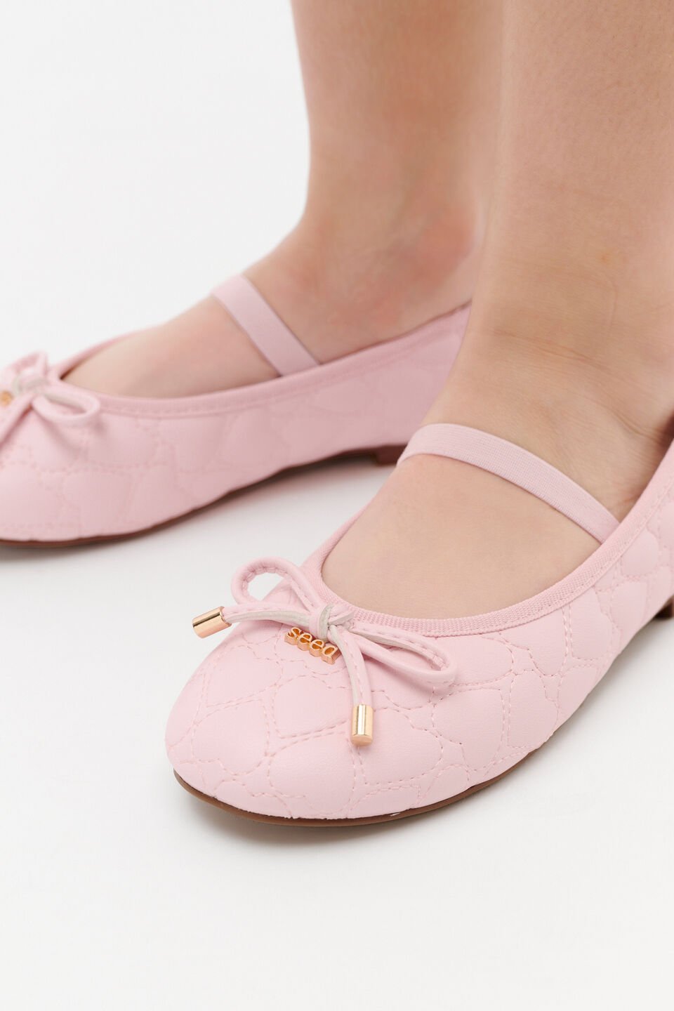 Embroidered Heart Ballet  Rose Petal