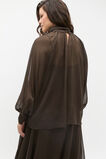 Chiffon Mock Neck Blouse  Dark Espresso  hi-res