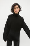Merino Wool Roll Neck Side Split Knit  Black  hi-res