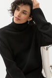 Merino Wool Roll Neck Side Split Knit  Black  hi-res