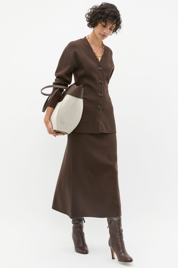 Longline V Neck Cardigan  Dark Espresso  hi-res