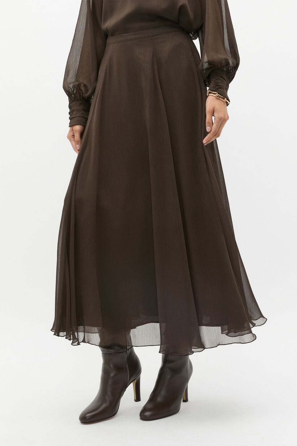 Chiffon Skirt  Dark Espresso