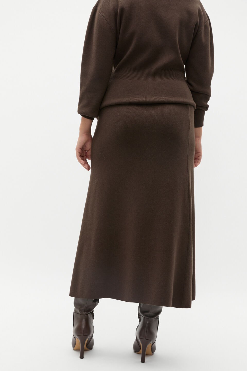 Fluted Knit Skirt  Dark Espresso