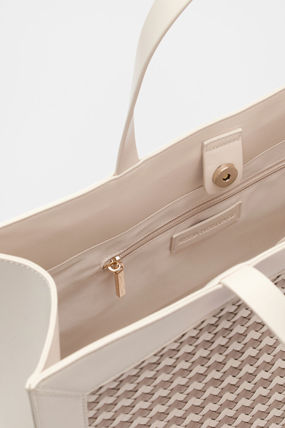 Woven Structured Work Tote  Oat