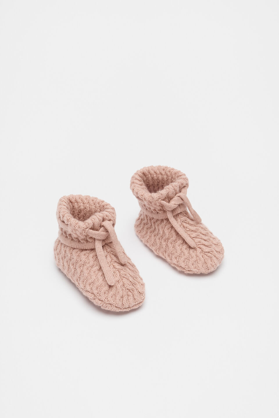 Cable Knit Booties  Blush Pink