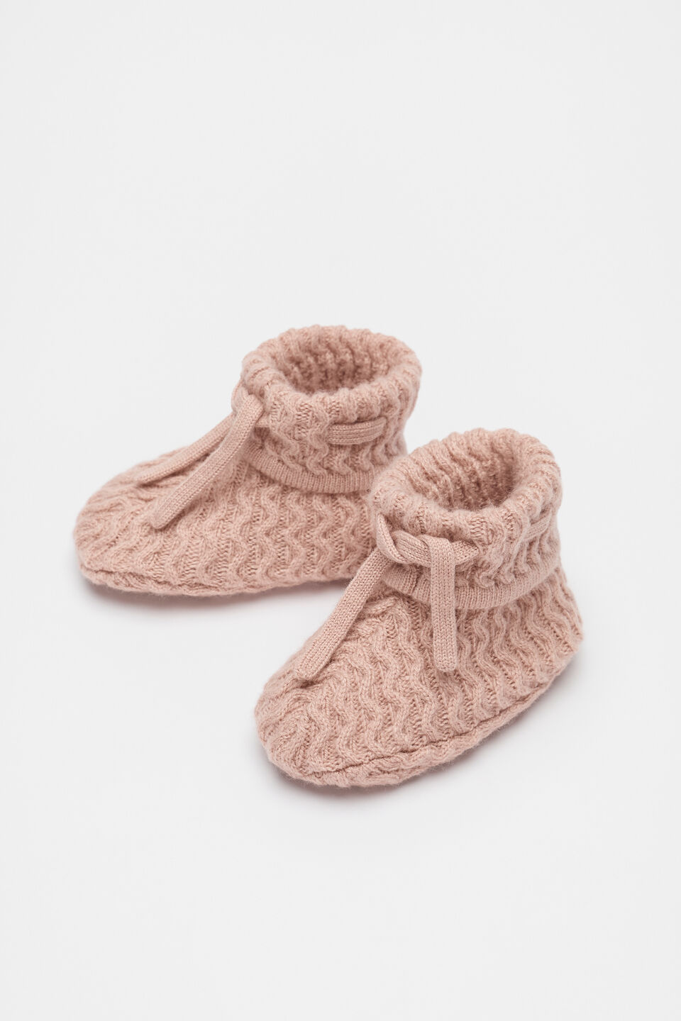 Cable Knit Booties  Blush Pink