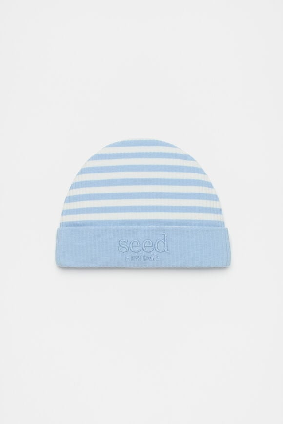 Stripe Logo Beanie  Clear Blue  hi-res