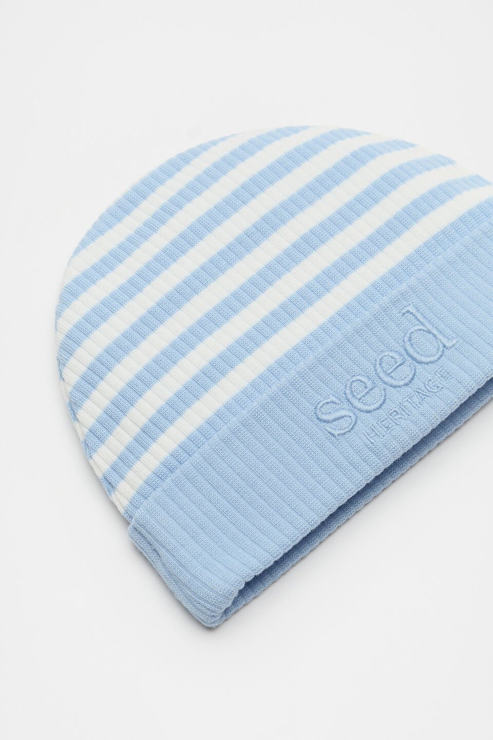 Stripe Logo Beanie  Clear Blue