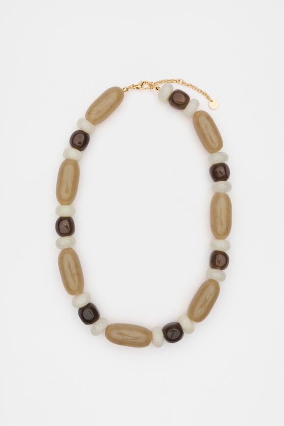 Resin Beaded Necklace  Iced Latte  hi-res