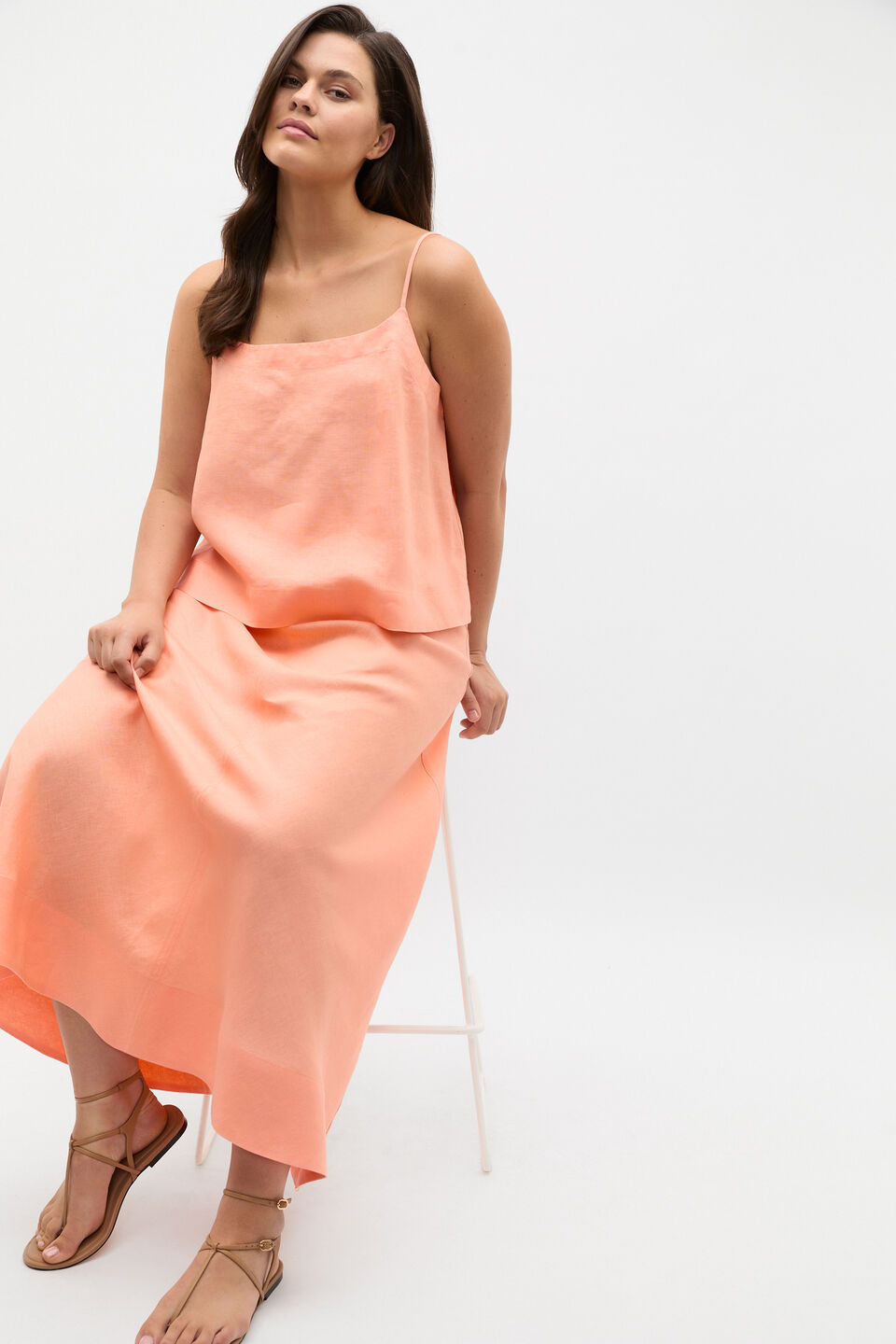 Linen Scoop Cami  Tangerine