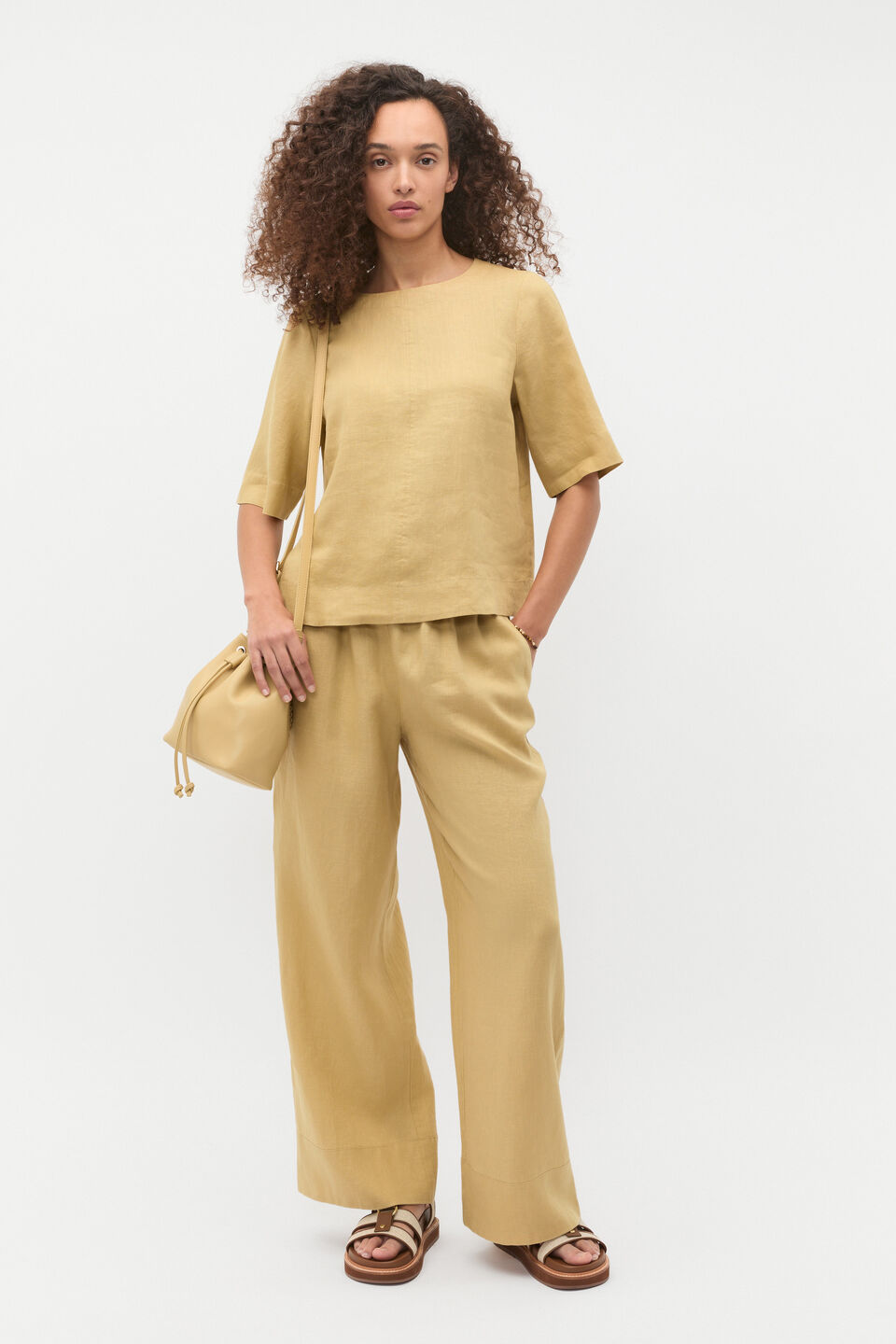 Core Linen Casual Tie Pant  Honey