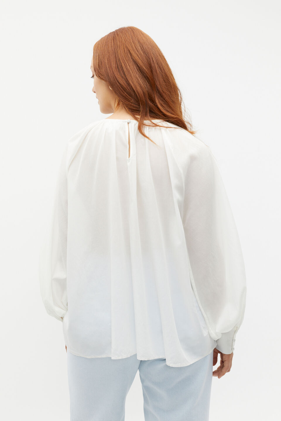 Voile Gathered Blouse  Cloud Cream