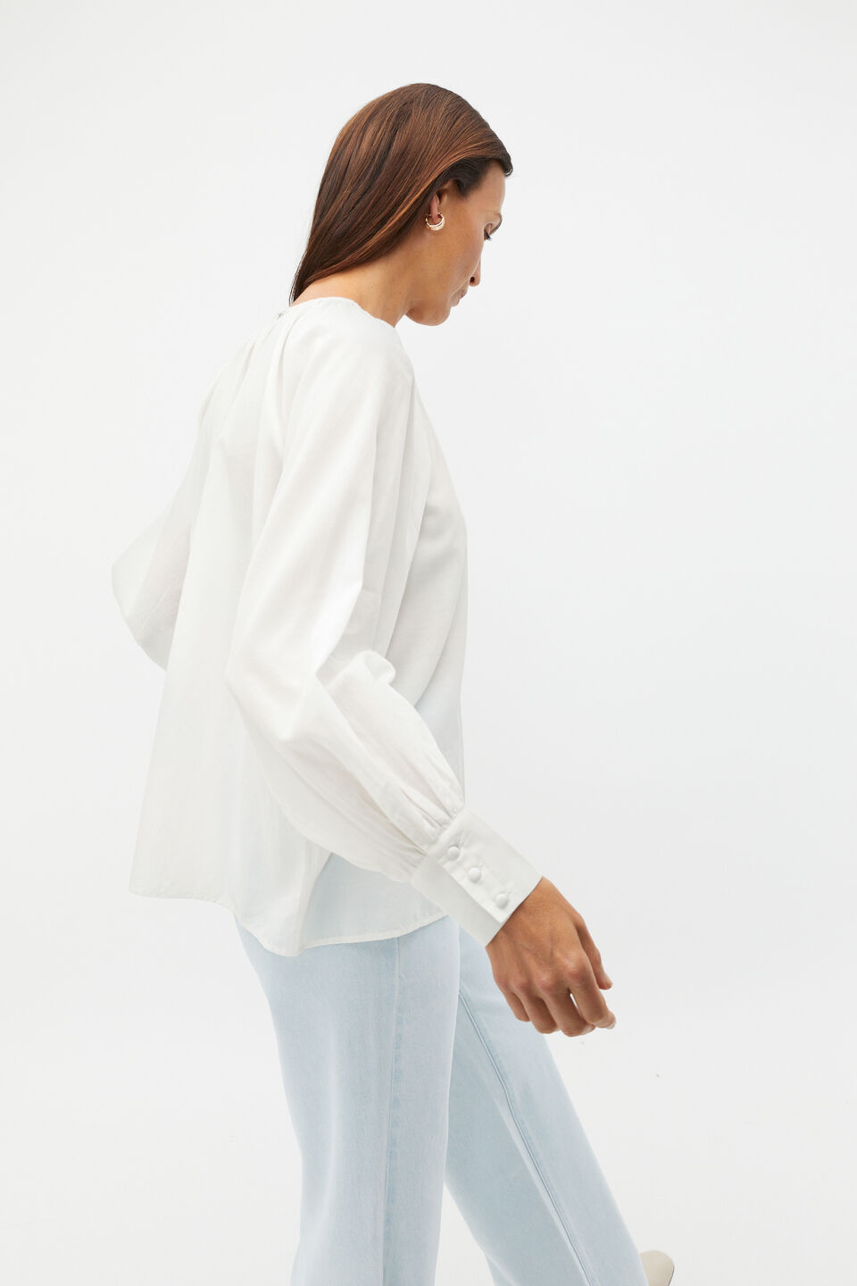 Voile Gathered Blouse  Cloud Cream