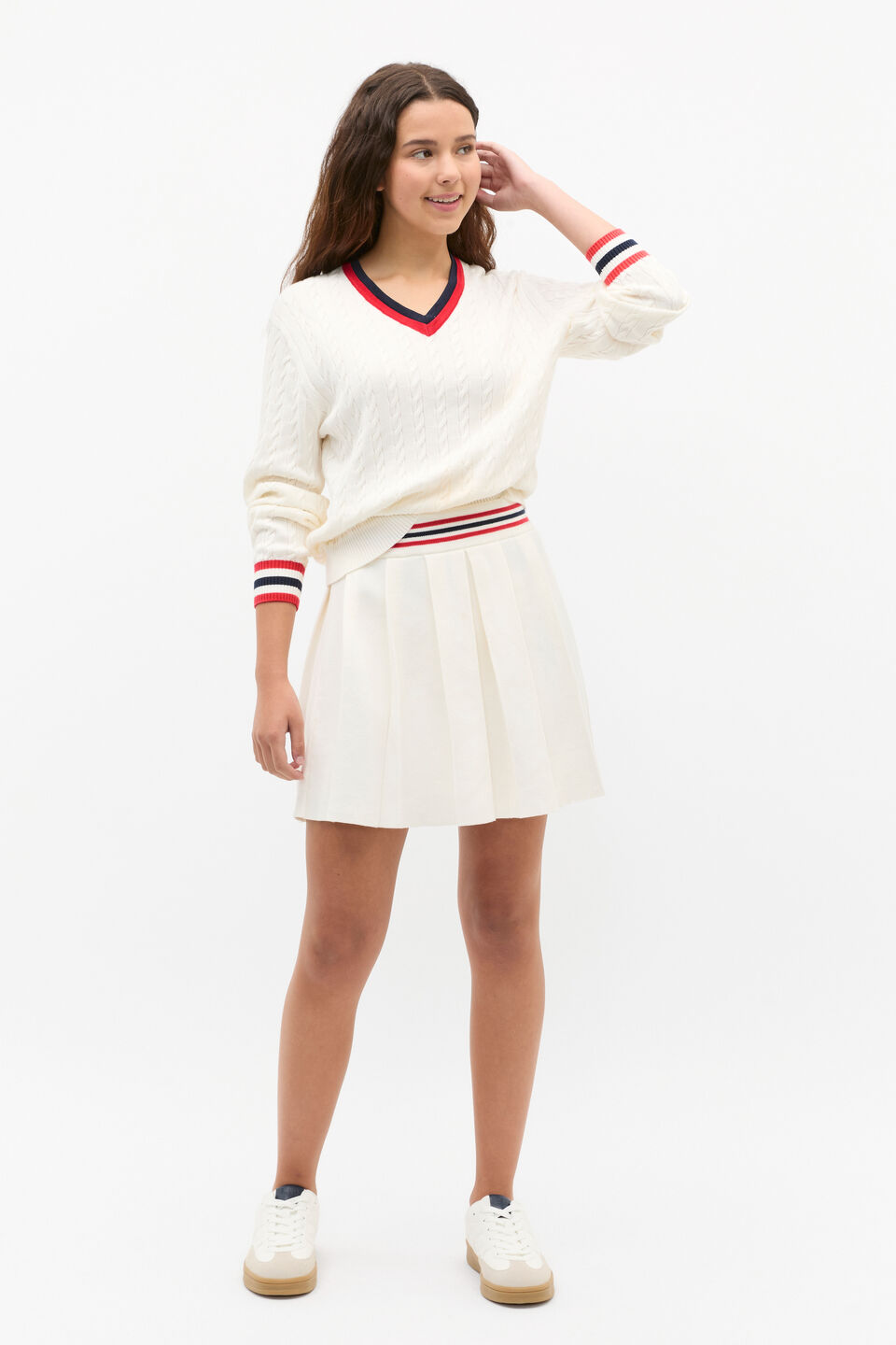 Pleat Knit Skirt  Light Cream