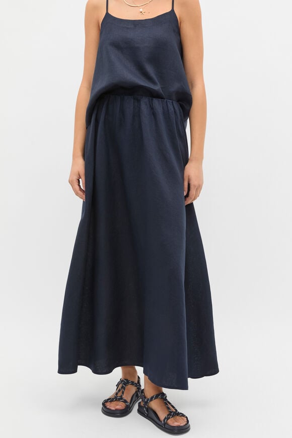 Linen Voluminous Skirt  Twilight Blue  hi-res