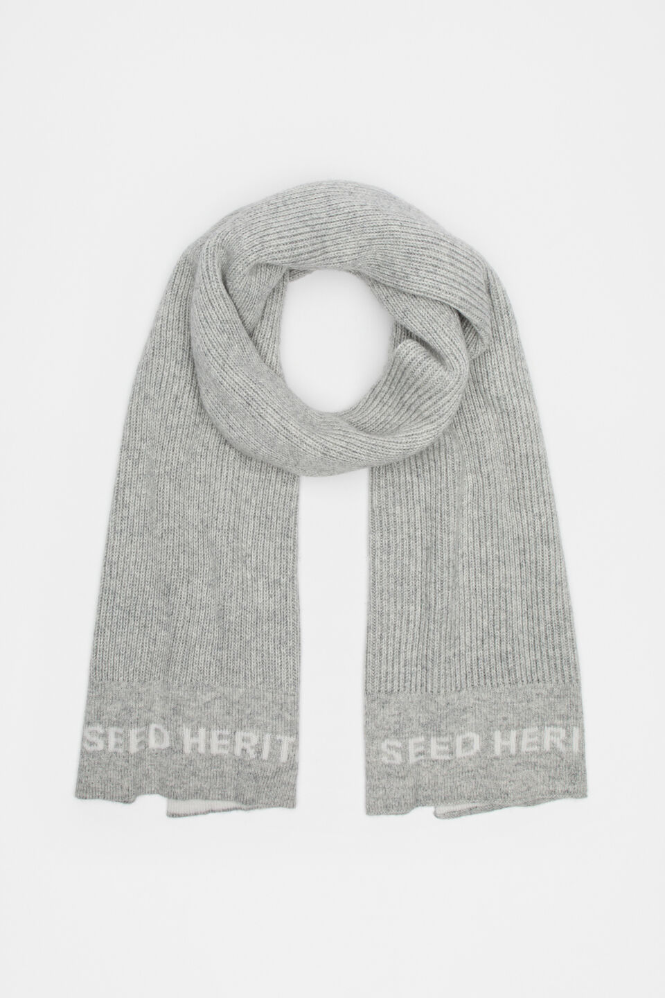 Rib Knit Logo Scarf  Silver Marle