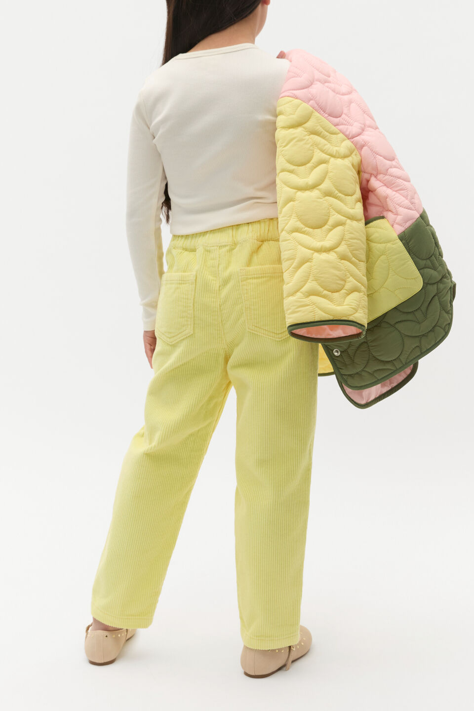 Elasticated Cord Pant  Lemon Drop
