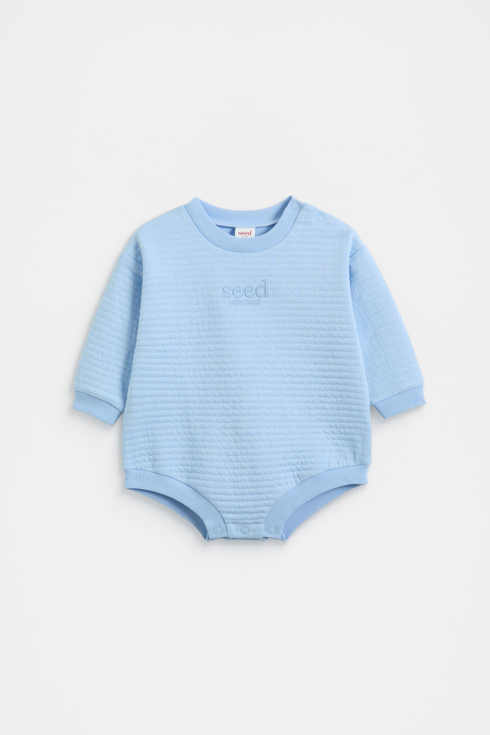 Quilted Logo Romper  Clear Blue
