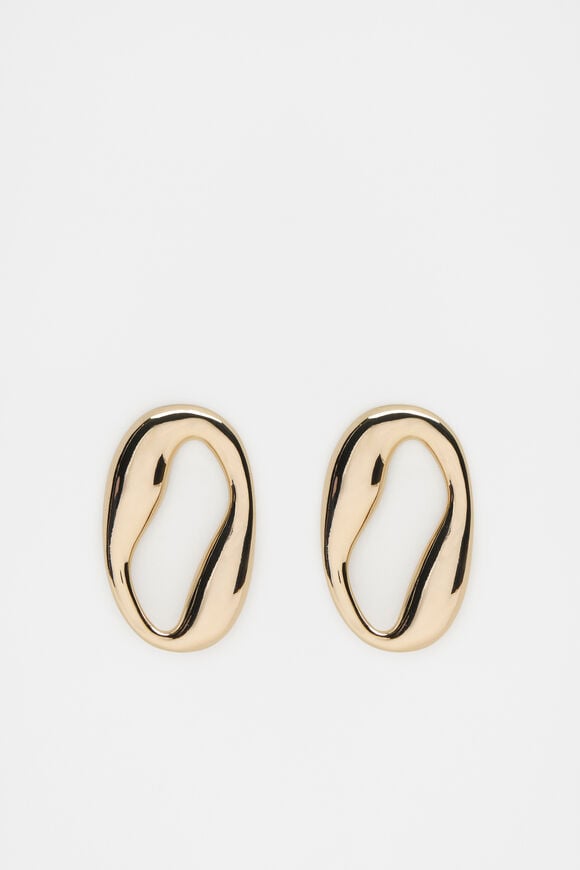 Twist Oval Earrings  Gold  hi-res