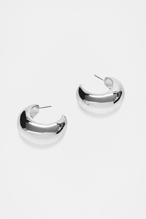 Wide Puff Hoop  Silver  hi-res