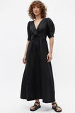 Linen Twist Front Midi Dress  Black  hi-res