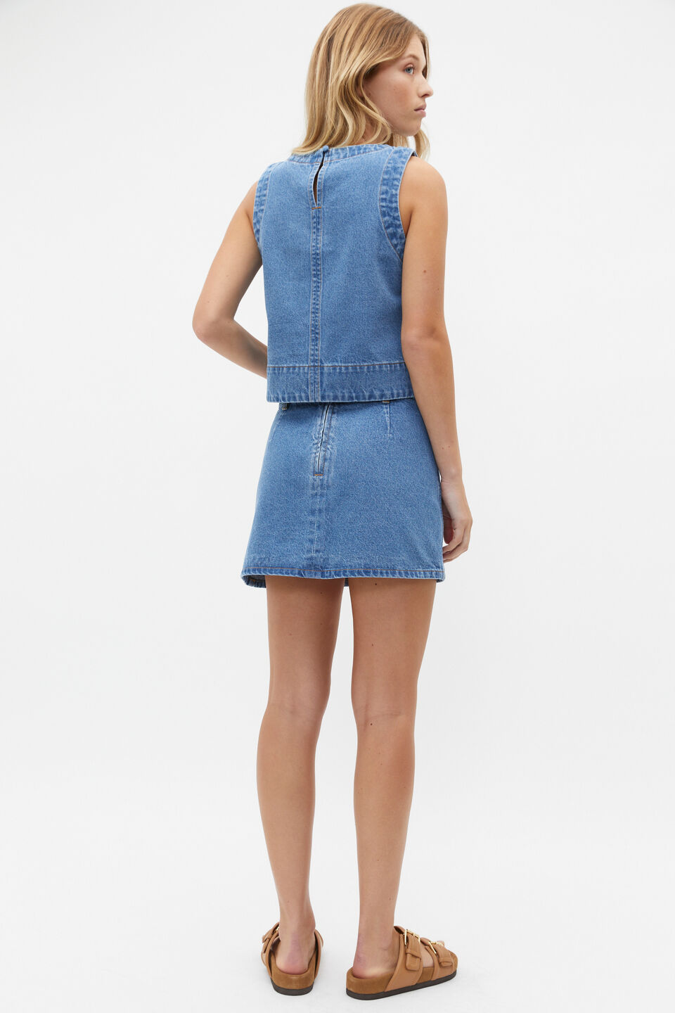 Denim Mini Pocket Skirt  Sea Blue Wash