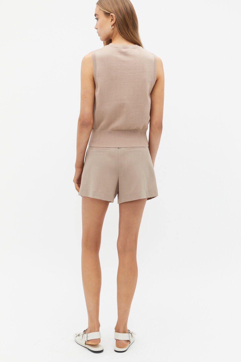 Cotton Blend Button Knit Vest  Cookie