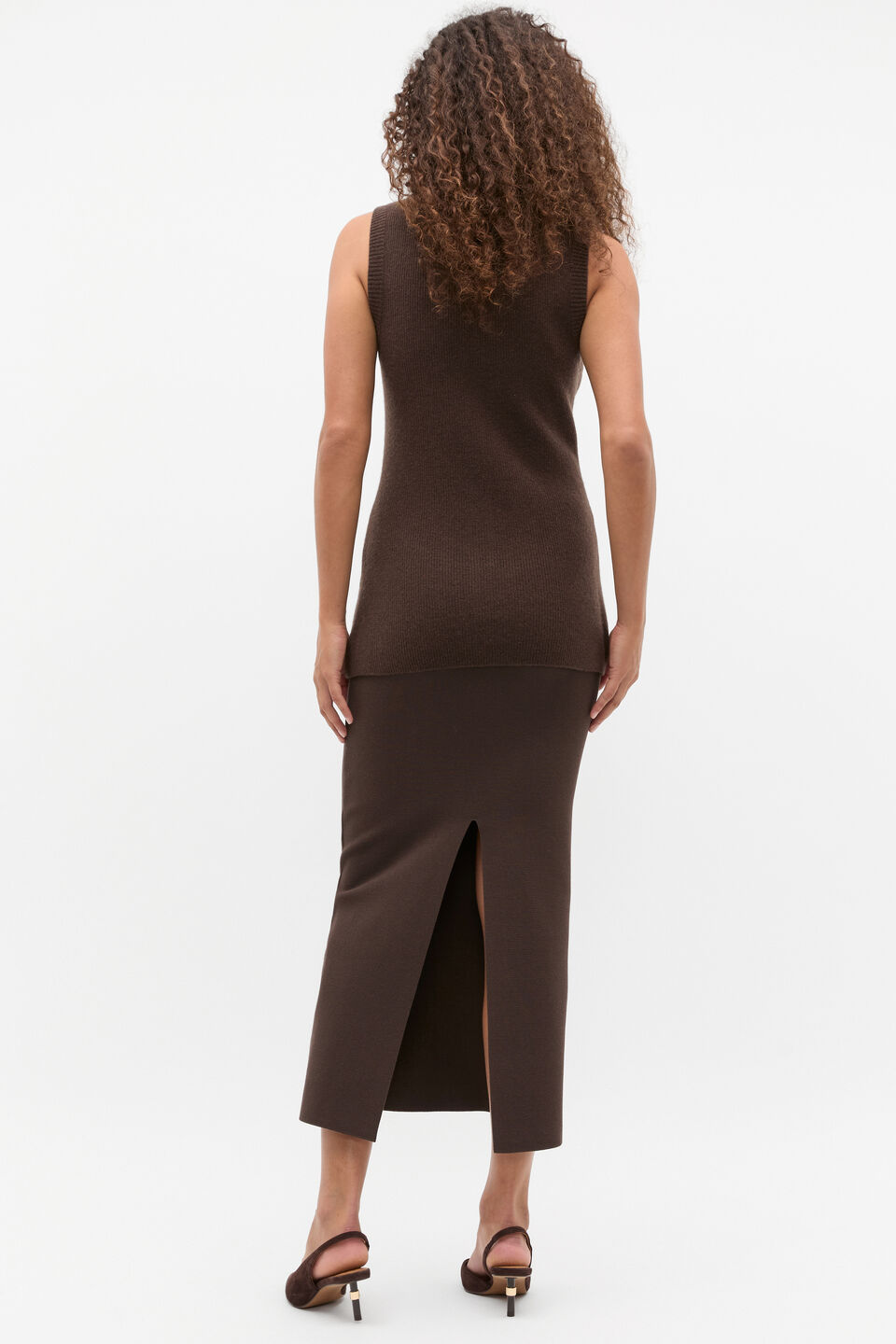 Merino Wool V Neck Button Vest  Dark Espresso