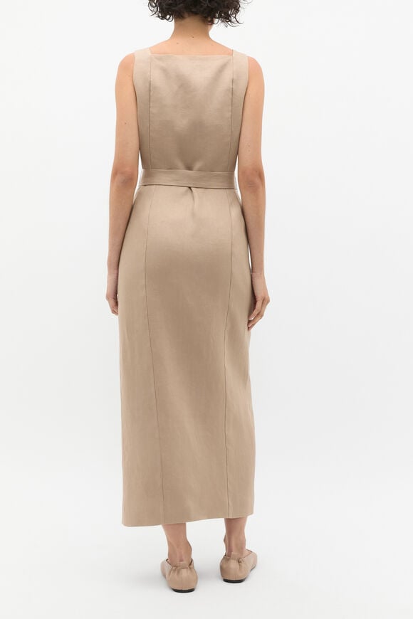 Linen Belted Midi Dress  Cookie  hi-res