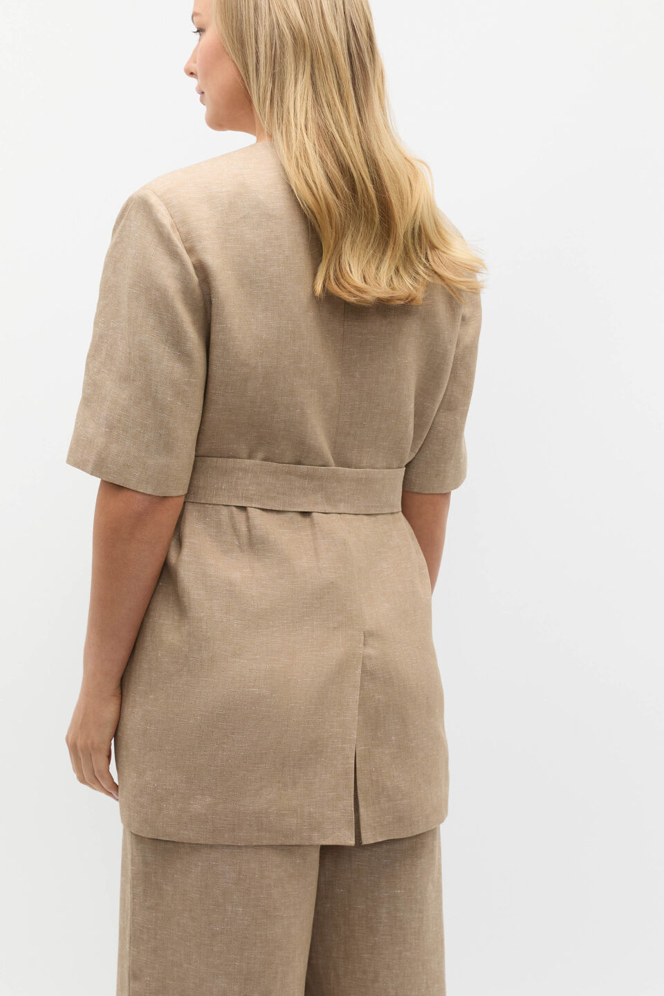 Linen Crossdye Tie Waist Jacket  Rye Crossdye