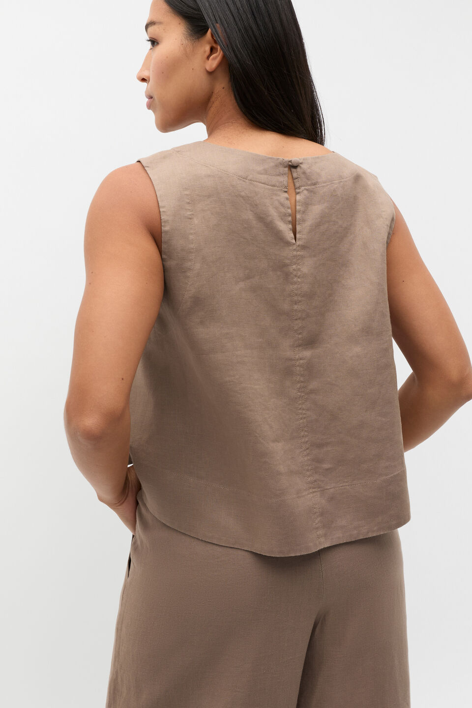 Core Linen Shell Top  Nutmeg