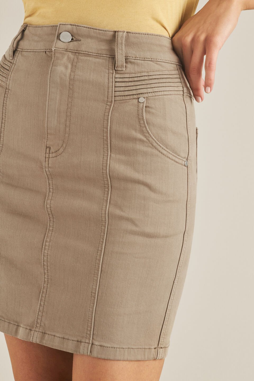 Denim Pintuck Pocket Skirt  