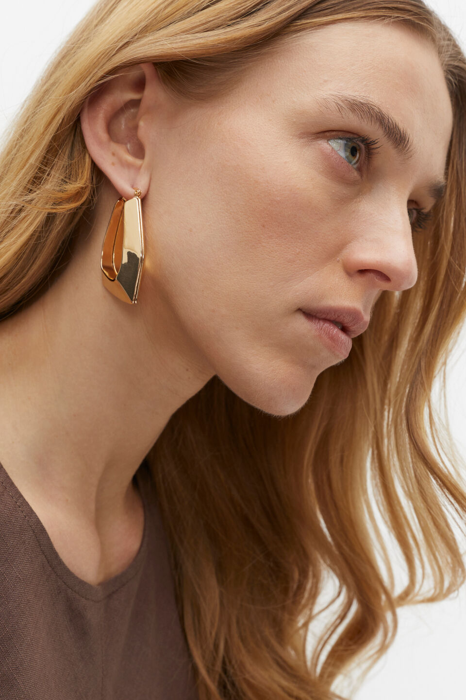 Oversize Angular Hoop  Gold