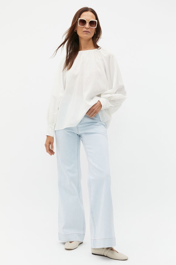 Voile Gathered Blouse  Cloud Cream  hi-res