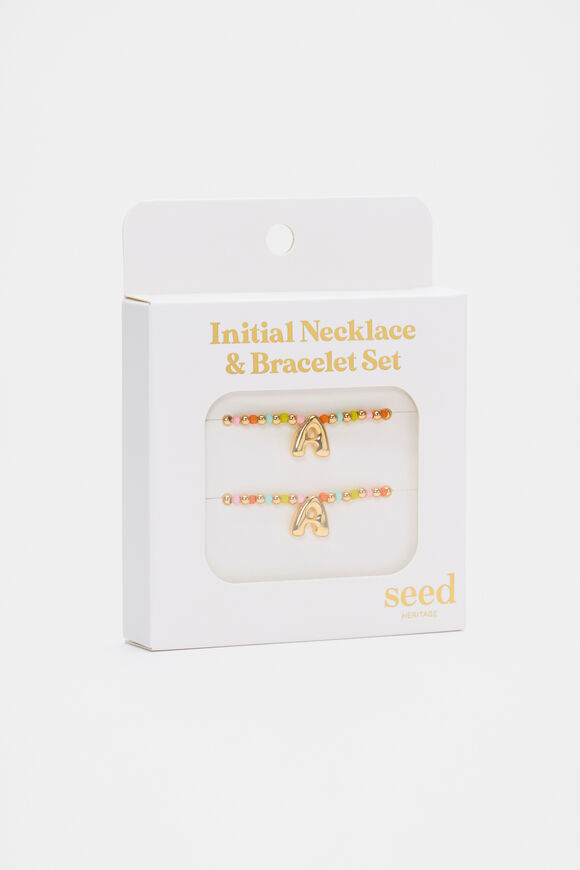 Initial Necklace And Bracelet Set  A  hi-res