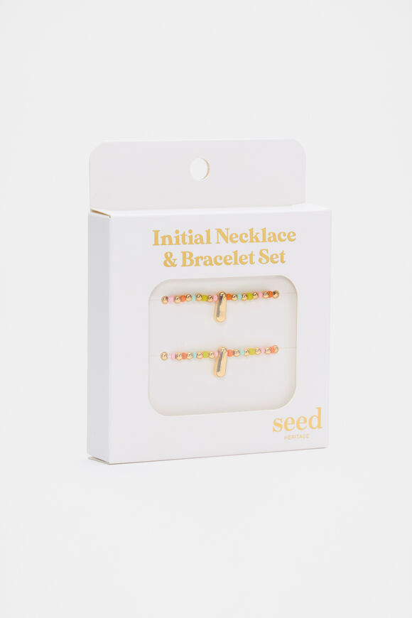 Initial Necklace And Bracelet Set  I  hi-res