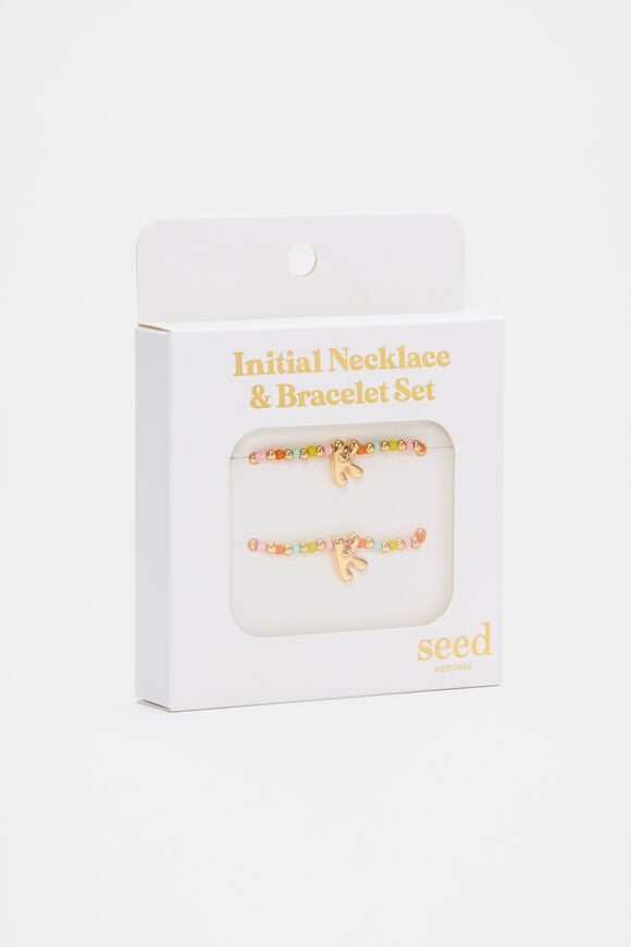 Initial Necklace And Bracelet Set  K  hi-res