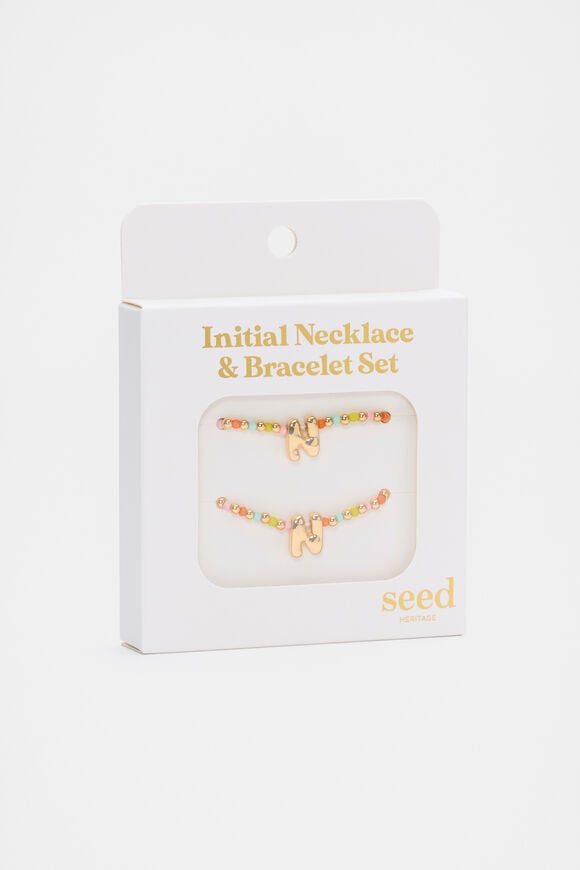 Initial Necklace And Bracelet Set  N  hi-res