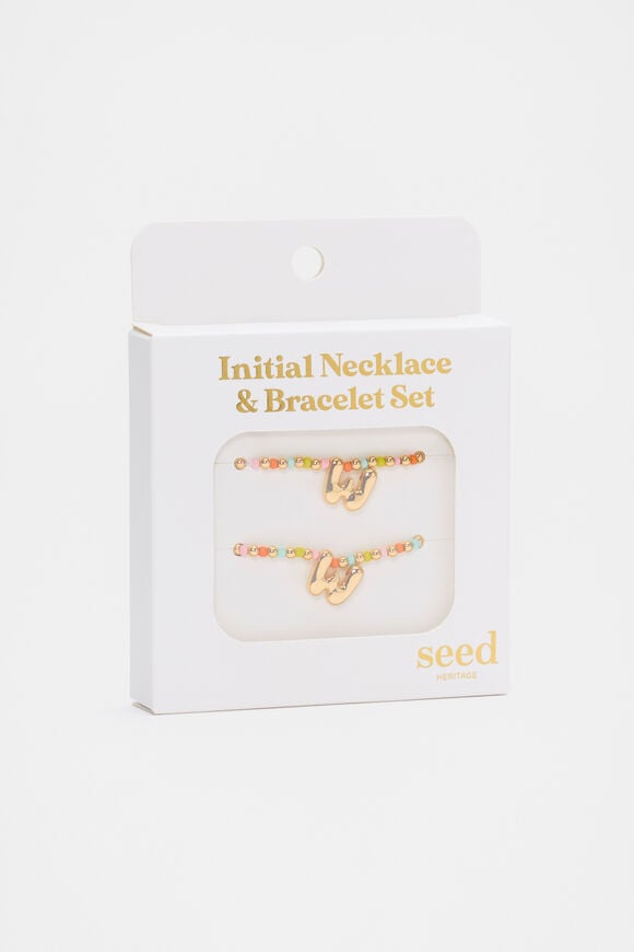 Initial Necklace And Bracelet Set  W  hi-res