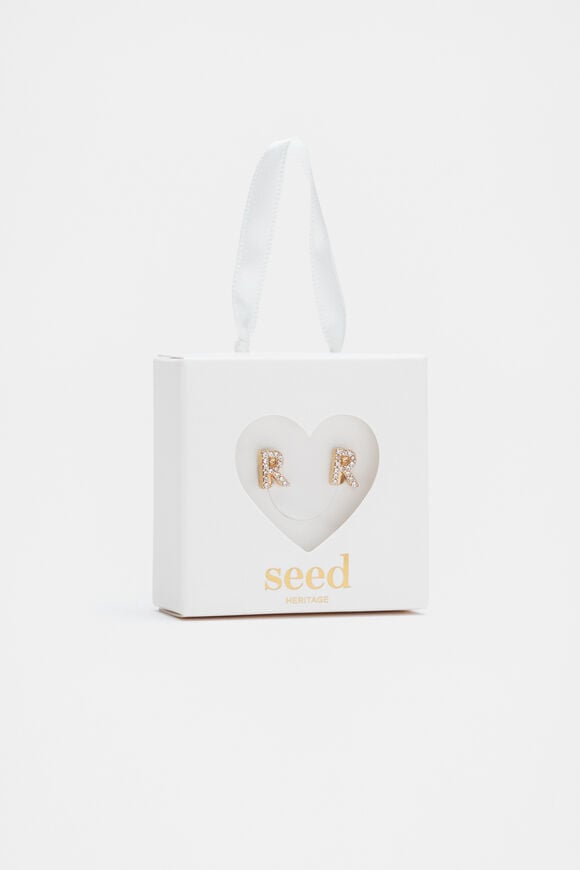 Initial Clip On Earings  R  hi-res