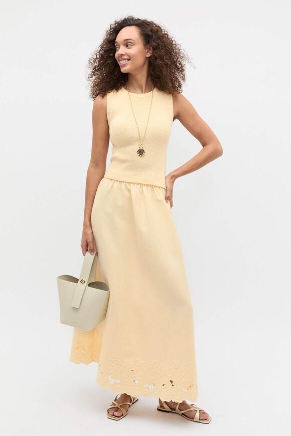 Cutwork Midi Skirt  Shortbread  hi-res