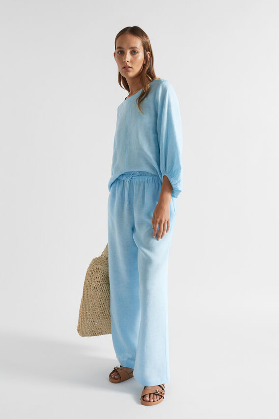 Core Linen Balloon Sleeve Top  Shimmer Blue Crossdye  hi-res