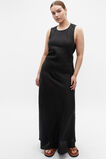 Linen Ruched Side Maxi Dress  Black  hi-res
