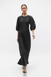 Linen Balloon Sleeve Slip Maxi Dress  Black  hi-res