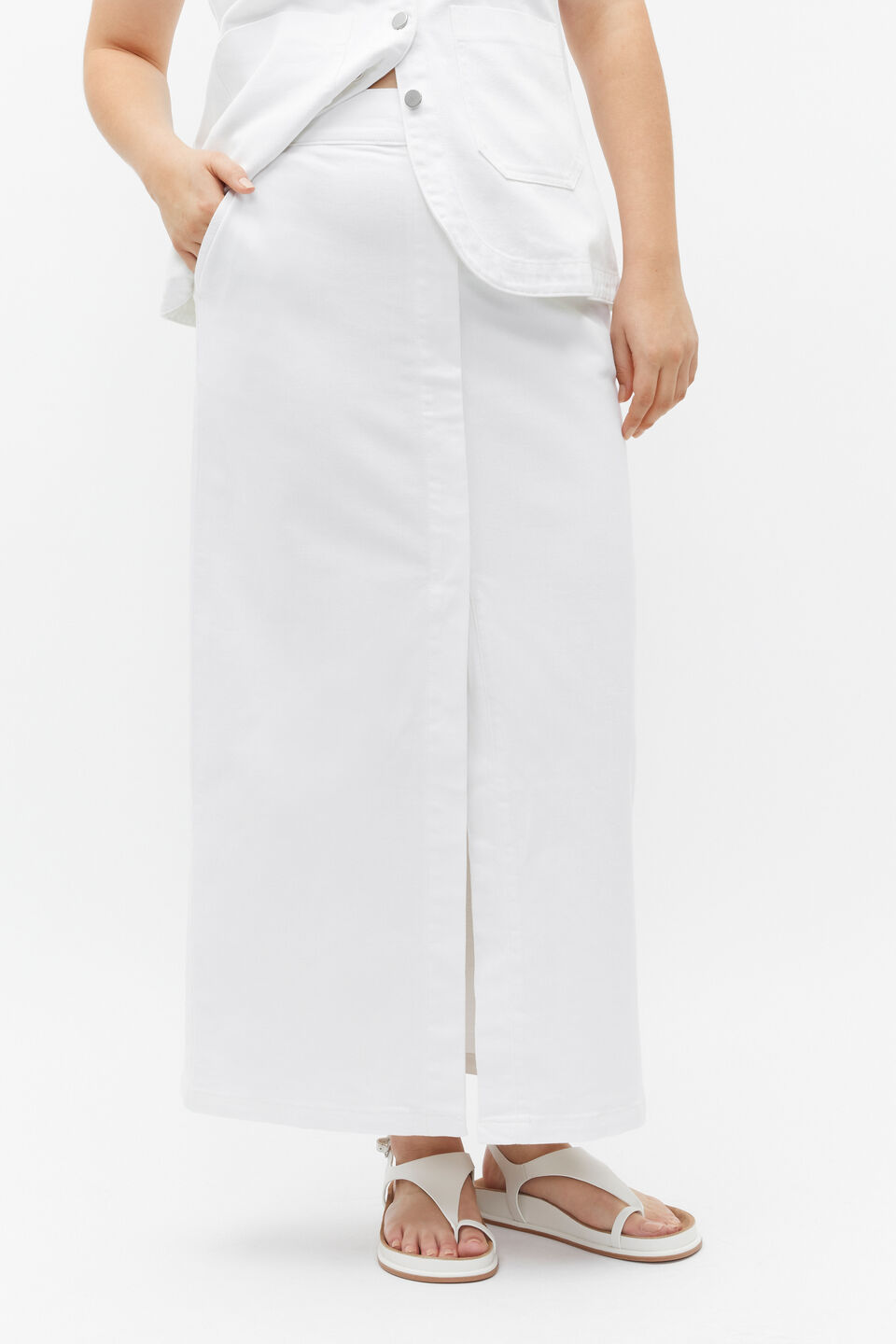 Denim Pencil Skirt  White